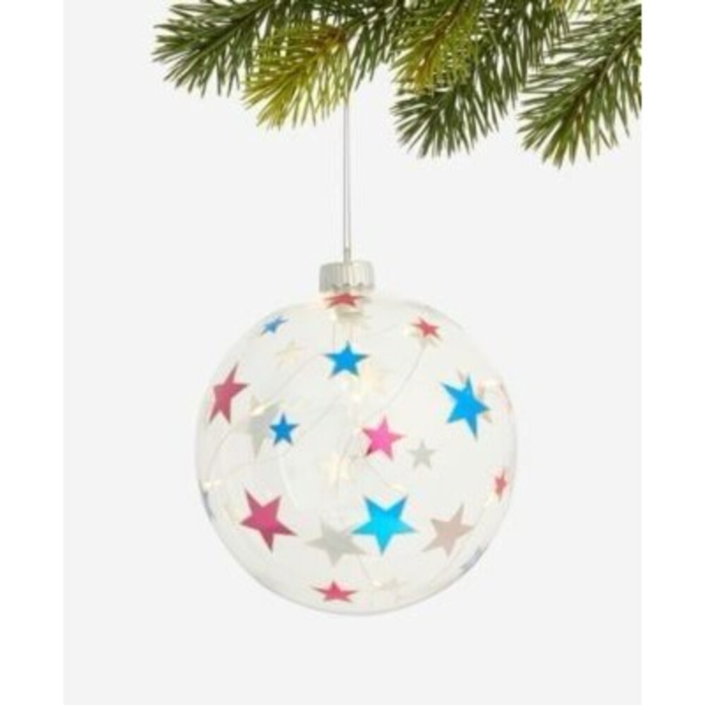 Holiday Lane Merry Magic Light Up Star Ball Ornament,